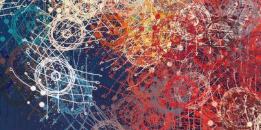 Soyut arka plan sanatı. 2D çizim. Etkileyici yağlı boya resim. Tuvalde fırça darbeleri. Modern sanat. Çok renkli arkaplan. Çağdaş sanat. İfade. Sanatsal dijital palet.