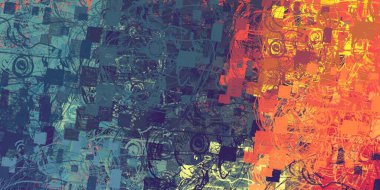 Soyut arka plan sanatı. 2D çizim. Etkileyici yağlı boya resim. Tuvalde fırça darbeleri. Modern sanat. Çok renkli arkaplan. Çağdaş sanat. İfade. Sanatsal dijital palet.