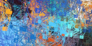 Soyut arka plan sanatı. 2D çizim. Etkileyici yağlı boya resim. Tuvalde fırça darbeleri. Modern sanat. Çok renkli arkaplan. Çağdaş sanat. İfade. Sanatsal dijital palet.