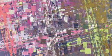 Soyut arka plan sanatı. 2D çizim. Etkileyici yağlı boya resim. Tuvalde fırça darbeleri. Modern sanat. Çok renkli arkaplan. Çağdaş sanat. İfade. Sanatsal dijital palet.