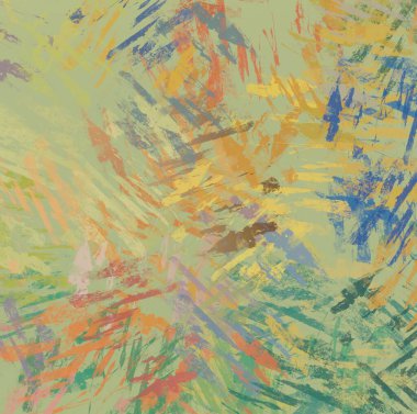 Soyut arka plan sanatı. 2D çizim. Etkileyici yağlı boya resim. Tuvalde fırça darbeleri. Modern sanat. Çok renkli arkaplan. Çağdaş sanat. İfade. Sanatsal dijital palet.