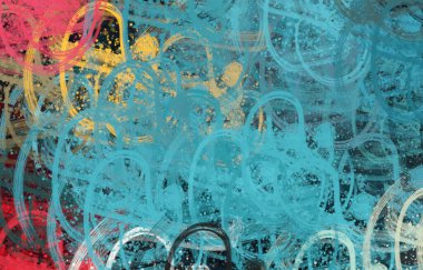 Soyut arka plan sanatı. 2D çizim. Etkileyici yağlı boya resim. Tuvalde fırça darbeleri. Modern sanat. Çok renkli arkaplan. Çağdaş sanat. İfade. Sanatsal dijital palet.