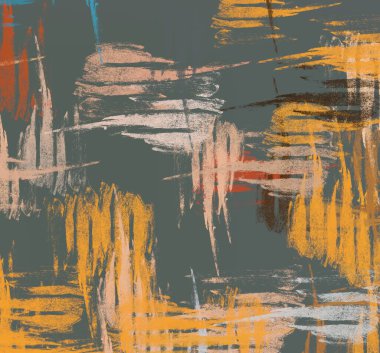 Soyut arka plan sanatı. 2D çizim. Etkileyici yağlı boya resim. Tuvalde fırça darbeleri. Modern sanat. Çok renkli arkaplan. Çağdaş sanat. İfade. Sanatsal dijital palet.