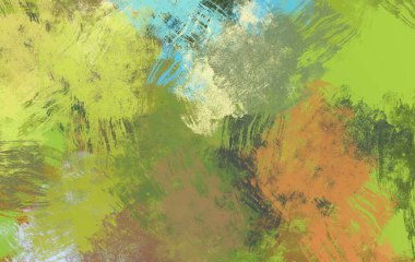 Soyut arka plan sanatı. 2D çizim. Etkileyici yağlı boya resim. Tuvalde fırça darbeleri. Modern sanat. Çok renkli arkaplan. Çağdaş sanat. İfade. Sanatsal dijital palet.