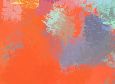 Soyut arka plan sanatı. 2D çizim. Etkileyici yağlı boya resim. Tuvalde fırça darbeleri. Modern sanat. Çok renkli arkaplan. Çağdaş sanat. İfade. Sanatsal dijital palet.