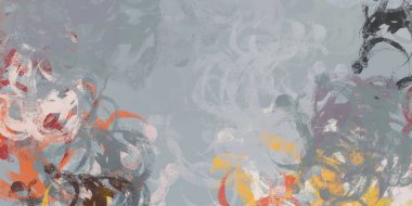 Soyut arka plan sanatı. 2D çizim. Etkileyici yağlı boya resim. Tuvalde fırça darbeleri. Modern sanat. Çok renkli arkaplan. Çağdaş sanat. İfade. Sanatsal dijital palet.