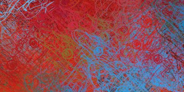 Soyut arka plan sanatı. 2D çizim. Etkileyici yağlı boya resim. Tuvalde fırça darbeleri. Modern sanat. Çok renkli arkaplan. Çağdaş sanat. İfade. Sanatsal dijital palet.