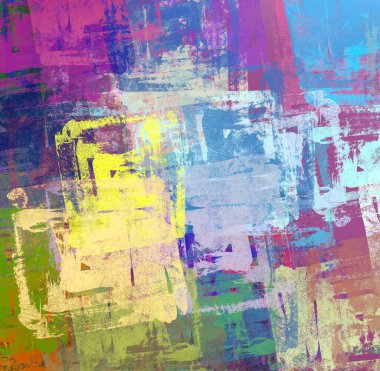 Soyut arka plan sanatı. 2D çizim. Etkileyici yağlı boya resim. Tuvalde fırça darbeleri. Modern sanat. Çok renkli arkaplan. Çağdaş sanat. İfade. Sanatsal dijital palet.