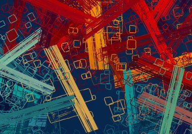 Soyut arka plan sanatı. 2D çizim. Etkileyici yağlı boya resim. Tuvalde fırça darbeleri. Modern sanat. Çok renkli arkaplan. Çağdaş sanat. İfade. Sanatsal dijital palet.