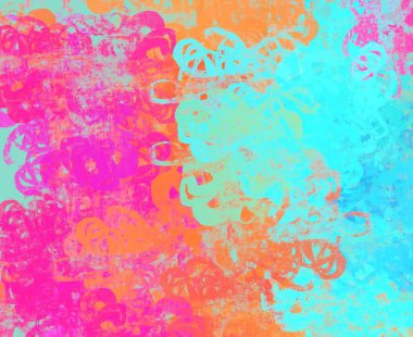 Soyut arka plan sanatı. 2D çizim. Etkileyici yağlı boya resim. Tuvalde fırça darbeleri. Modern sanat. Çok renkli arkaplan. Çağdaş sanat. İfade. Sanatsal dijital palet.