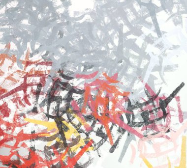 Soyut arka plan sanatı. 2D çizim. Etkileyici yağlı boya resim. Tuvalde fırça darbeleri. Modern sanat. Çok renkli arkaplan. Çağdaş sanat. İfade. Sanatsal dijital palet.