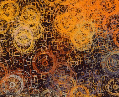 Soyut arka plan sanatı. 2D çizim. Etkileyici yağlı boya resim. Tuvalde fırça darbeleri. Modern sanat. Çok renkli arkaplan. Çağdaş sanat. İfade. Sanatsal dijital palet.