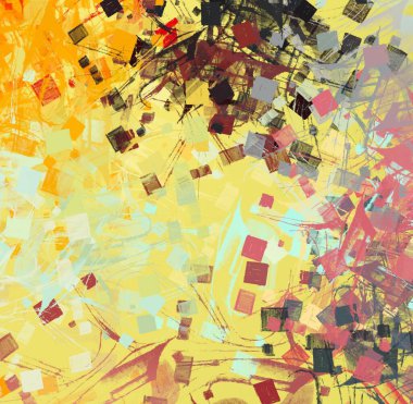 Soyut arka plan sanatı. 2D çizim. Etkileyici yağlı boya resim. Tuvalde fırça darbeleri. Modern sanat. Çok renkli arkaplan. Çağdaş sanat. İfade. Sanatsal dijital palet.