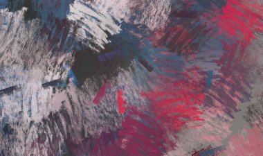 Soyut arka plan sanatı. 2D çizim. Etkileyici yağlı boya resim. Tuvalde fırça darbeleri. Modern sanat. Çok renkli arkaplan. Çağdaş sanat. İfade. Sanatsal dijital palet.