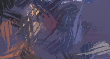 Soyut arka plan sanatı. 2D çizim. Etkileyici yağlı boya resim. Tuvalde fırça darbeleri. Modern sanat. Çok renkli arkaplan. Çağdaş sanat. İfade. Sanatsal dijital palet.