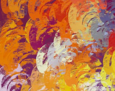Soyut arka plan sanatı. 2D çizim. Etkileyici yağlı boya resim. Tuvalde fırça darbeleri. Modern sanat. Çok renkli arkaplan. Çağdaş sanat. İfade. Sanatsal dijital palet.