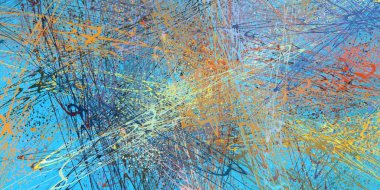 Soyut arka plan sanatı. 2D çizim. Etkileyici yağlı boya resim. Tuvalde fırça darbeleri. Modern sanat. Çok renkli arkaplan. Çağdaş sanat. İfade. Sanatsal dijital palet.