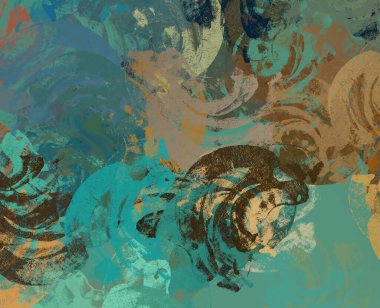 Soyut arka plan sanatı. 2D çizim. Etkileyici yağlı boya resim. Tuvalde fırça darbeleri. Modern sanat. Çok renkli arkaplan. Çağdaş sanat. İfade. Sanatsal dijital palet.