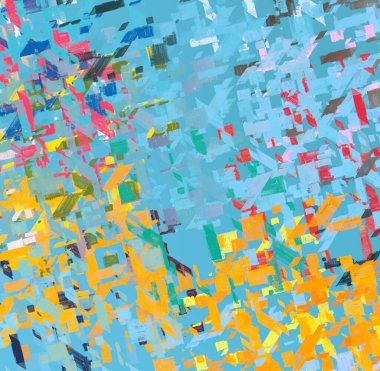 Soyut arka plan sanatı. 2D çizim. Etkileyici yağlı boya resim. Tuvalde fırça darbeleri. Modern sanat. Çok renkli arkaplan. Çağdaş sanat. İfade. Sanatsal dijital palet.