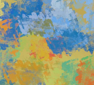 Soyut arka plan sanatı. 2D çizim. Etkileyici yağlı boya resim. Tuvalde fırça darbeleri. Modern sanat. Çok renkli arkaplan. Çağdaş sanat. İfade. Sanatsal dijital palet.