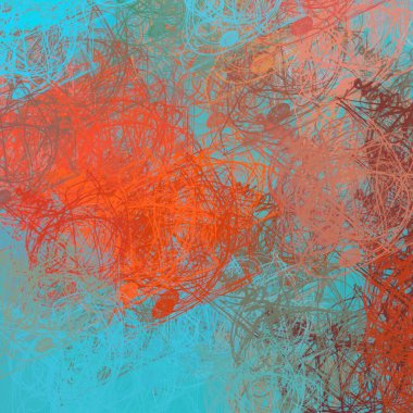 Soyut arka plan sanatı. 2D çizim. Etkileyici yağlı boya resim. Tuvalde fırça darbeleri. Modern sanat. Çok renkli arkaplan. Çağdaş sanat. İfade. Sanatsal dijital palet.