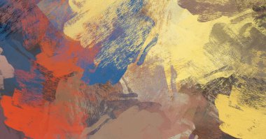 Soyut arka plan sanatı. 2D çizim. Etkileyici yağlı boya resim. Tuvalde fırça darbeleri. Modern sanat. Çok renkli arkaplan. Çağdaş sanat. İfade. Sanatsal dijital palet.