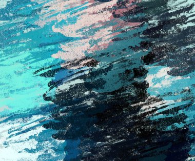 Soyut arka plan sanatı. 2D çizim. Etkileyici yağlı boya resim. Tuvalde fırça darbeleri. Modern sanat. Çok renkli arkaplan. Çağdaş sanat. İfade. Sanatsal dijital palet.