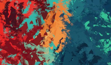 Soyut arka plan sanatı. 2D çizim. Etkileyici yağlı boya resim. Tuvalde fırça darbeleri. Modern sanat. Çok renkli arkaplan. Çağdaş sanat. İfade. Sanatsal dijital palet.