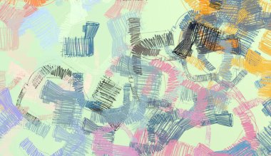 Soyut arka plan sanatı. 2D çizim. Etkileyici yağlı boya resim. Tuvalde fırça darbeleri. Modern sanat. Çok renkli arkaplan. Çağdaş sanat. İfade. Sanatsal dijital palet.