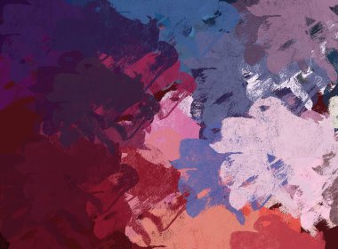 Soyut arka plan sanatı. 2D çizim. Etkileyici yağlı boya resim. Tuvalde fırça darbeleri. Modern sanat. Çok renkli arkaplan. Çağdaş sanat. İfade. Sanatsal dijital palet.