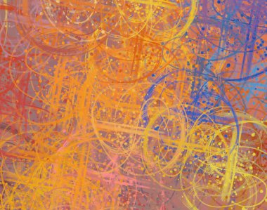 Soyut arka plan sanatı. 2D çizim. Etkileyici yağlı boya resim. Tuvalde fırça darbeleri. Modern sanat. Çok renkli arkaplan. Çağdaş sanat. İfade. Sanatsal dijital palet.