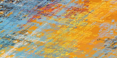 Soyut arka plan sanatı. 2D çizim. Etkileyici yağlı boya resim. Tuvalde fırça darbeleri. Modern sanat. Çok renkli arkaplan. Çağdaş sanat. İfade. Sanatsal dijital palet.