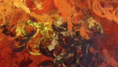 Soyut arka plan sanatı. 2D çizim. Etkileyici yağlı boya resim. Tuvalde fırça darbeleri. Modern sanat. Çok renkli arkaplan. Çağdaş sanat. İfade. Sanatsal dijital palet.