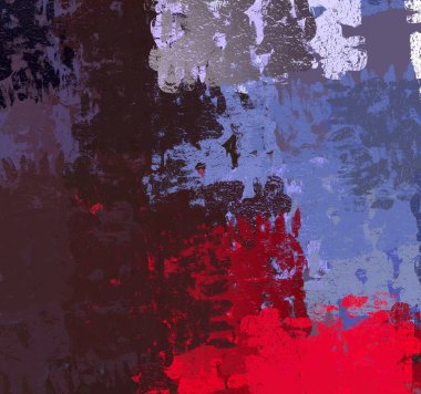 Soyut arka plan sanatı. 2D çizim. Etkileyici yağlı boya resim. Tuvalde fırça darbeleri. Modern sanat. Çok renkli arkaplan. Çağdaş sanat. İfade. Sanatsal dijital palet.