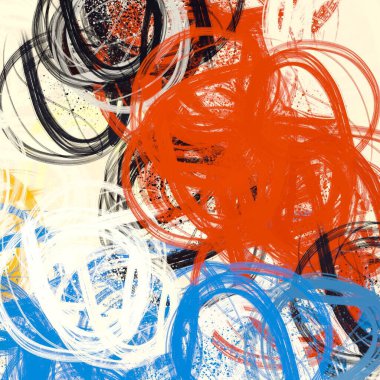 Soyut arka plan sanatı. 2D çizim. Etkileyici yağlı boya resim. Tuvalde fırça darbeleri. Modern sanat. Çok renkli arkaplan. Çağdaş sanat. İfade. Sanatsal dijital palet.