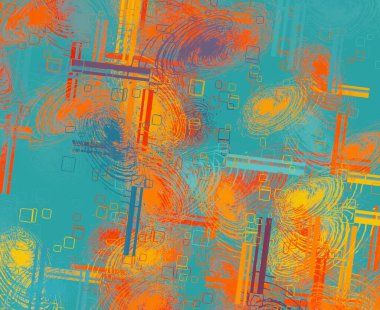 Soyut arka plan sanatı. 2D çizim. Etkileyici yağlı boya resim. Tuvalde fırça darbeleri. Modern sanat. Çok renkli arkaplan. Çağdaş sanat. İfade. Sanatsal dijital palet.