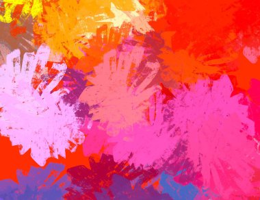 Soyut arka plan sanatı. 2D çizim. Etkileyici yağlı boya resim. Tuvalde fırça darbeleri. Modern sanat. Çok renkli arkaplan. Çağdaş sanat. İfade. Sanatsal dijital palet.