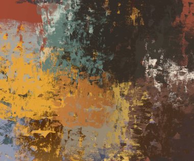 Soyut arka plan sanatı. 2D çizim. Etkileyici yağlı boya resim. Tuvalde fırça darbeleri. Modern sanat. Çok renkli arkaplan. Çağdaş sanat. İfade. Sanatsal dijital palet.