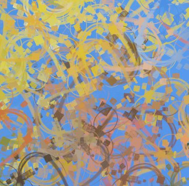 Soyut arka plan sanatı. 2D çizim. Etkileyici yağlı boya resim. Tuvalde fırça darbeleri. Modern sanat. Çok renkli arkaplan. Çağdaş sanat. İfade. Sanatsal dijital palet.