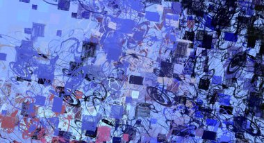 Soyut arka plan sanatı. 2D çizim. Etkileyici yağlı boya resim. Tuvalde fırça darbeleri. Modern sanat. Çok renkli arkaplan. Çağdaş sanat. İfade. Sanatsal dijital palet.