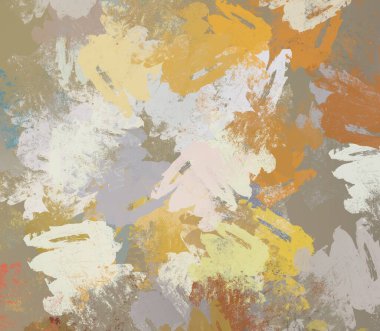 Soyut arka plan sanatı. 2D çizim. Etkileyici yağlı boya resim. Tuvalde fırça darbeleri. Modern sanat. Çok renkli arkaplan. Çağdaş sanat. İfade. Sanatsal dijital palet.