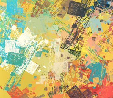 Soyut arka plan sanatı. 2D çizim. Etkileyici yağlı boya resim. Tuvalde fırça darbeleri. Modern sanat. Çok renkli arkaplan. Çağdaş sanat. İfade. Sanatsal dijital palet.