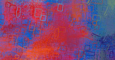 Soyut arka plan sanatı. 2D çizim. Etkileyici yağlı boya resim. Tuvalde fırça darbeleri. Modern sanat. Çok renkli arkaplan. Çağdaş sanat. İfade. Sanatsal dijital palet.