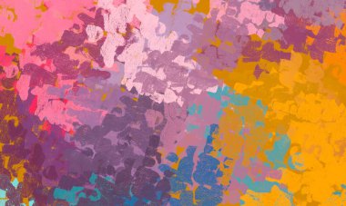 Soyut arka plan sanatı. 2D çizim. Etkileyici yağlı boya resim. Tuvalde fırça darbeleri. Modern sanat. Çok renkli arkaplan. Çağdaş sanat. İfade. Sanatsal dijital palet.