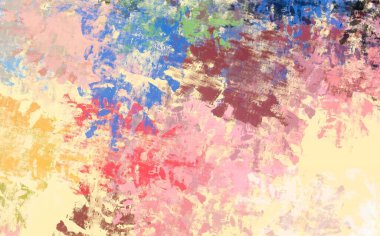 Soyut arka plan sanatı. 2D çizim. Etkileyici yağlı boya resim. Tuvalde fırça darbeleri. Modern sanat. Çok renkli arkaplan. Çağdaş sanat. İfade. Sanatsal dijital palet.