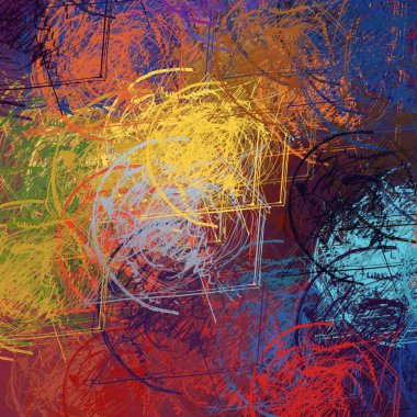 Soyut arka plan sanatı. 2D çizim. Etkileyici yağlı boya resim. Tuvalde fırça darbeleri. Modern sanat. Çok renkli arkaplan. Çağdaş sanat. İfade. Sanatsal dijital palet.