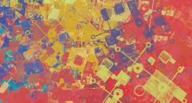 Soyut arka plan sanatı. 2D çizim. Etkileyici yağlı boya resim. Tuvalde fırça darbeleri. Modern sanat. Çok renkli arkaplan. Çağdaş sanat. İfade. Sanatsal dijital palet.