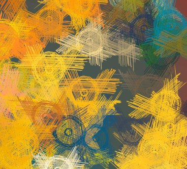 Soyut arka plan sanatı. 2D çizim. Etkileyici yağlı boya resim. Tuvalde fırça darbeleri. Modern sanat. Çok renkli arkaplan. Çağdaş sanat. İfade. Sanatsal dijital palet.