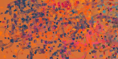 Soyut arka plan sanatı. 2D çizim. Etkileyici yağlı boya resim. Tuvalde fırça darbeleri. Modern sanat. Çok renkli arkaplan. Çağdaş sanat. İfade. Sanatsal dijital palet.