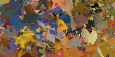 Soyut arka plan sanatı. 2D çizim. Etkileyici yağlı boya resim. Tuvalde fırça darbeleri. Modern sanat. Çok renkli arkaplan. Çağdaş sanat. İfade. Sanatsal dijital palet.